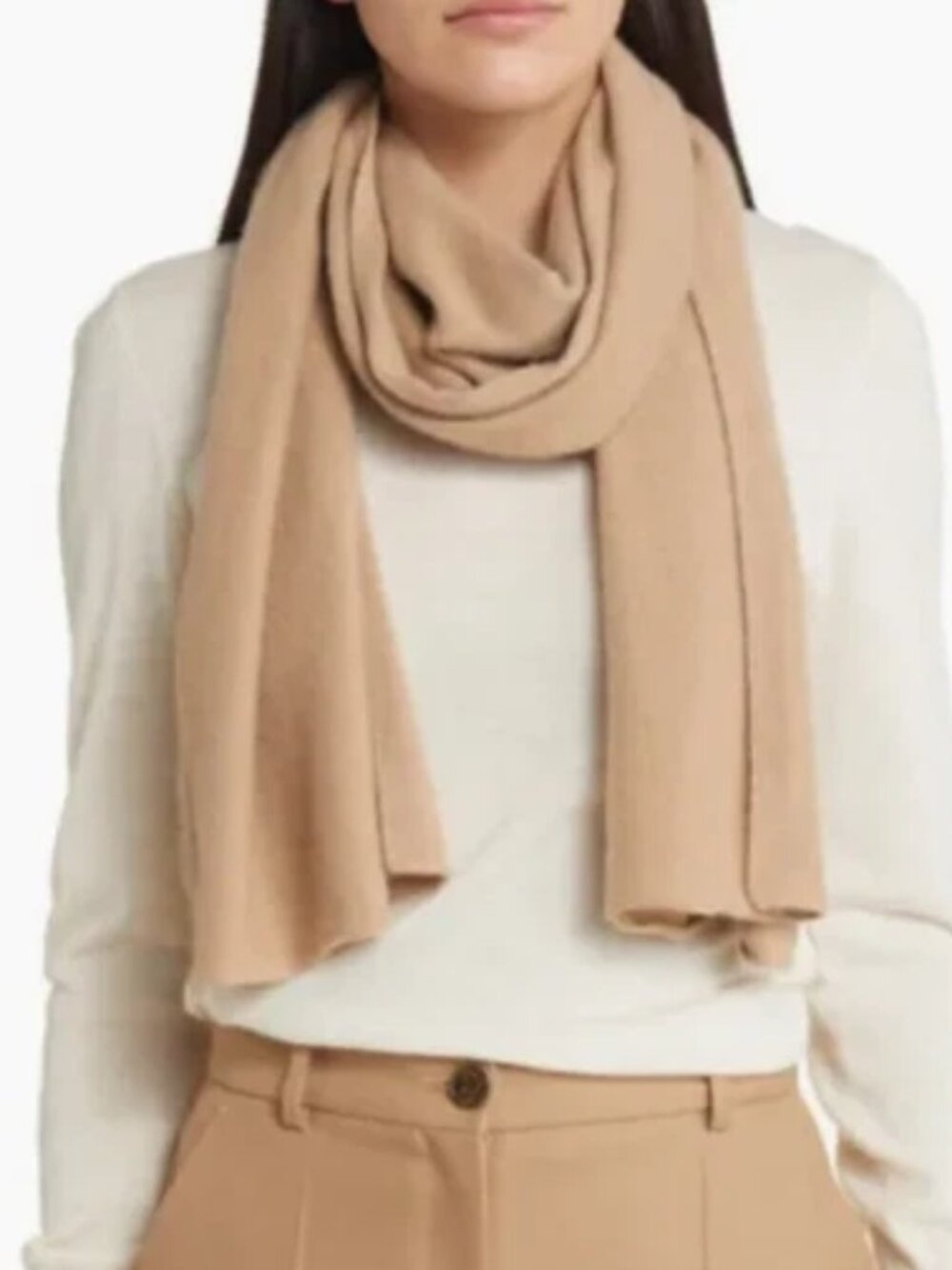 NWOT Vince Womens 100% Cashmere Knit Long Scarf In Camel